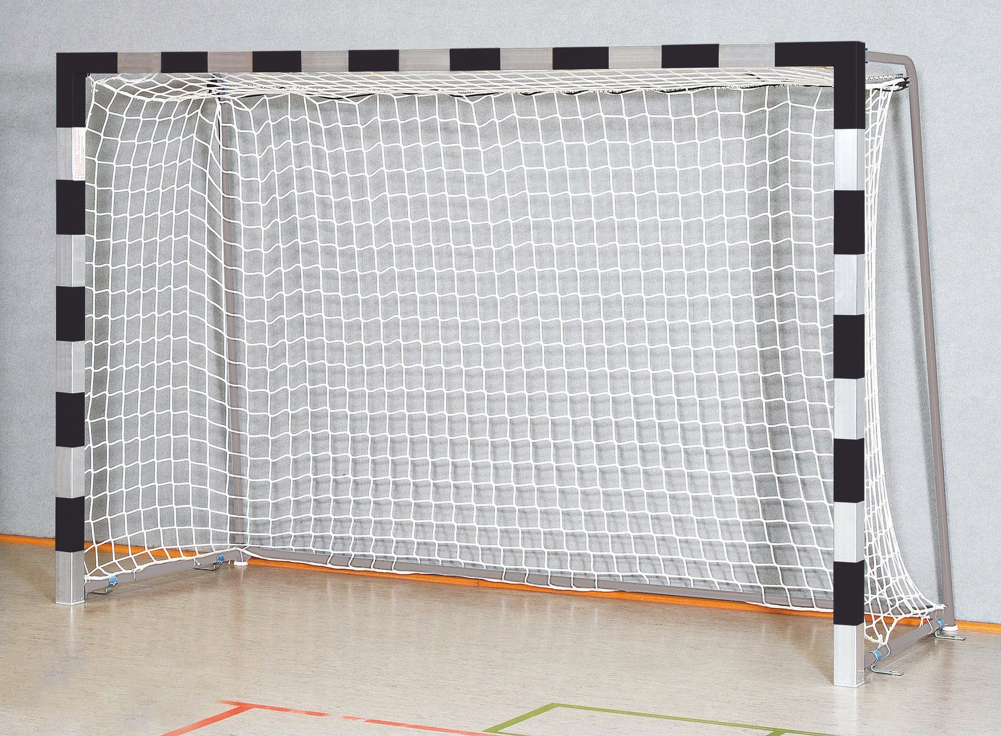 Handballtor Robust mit anklappbaren Torbügeln und Verbindungsstange