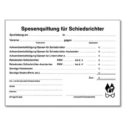 Schiedsrichter-Quittungsblock