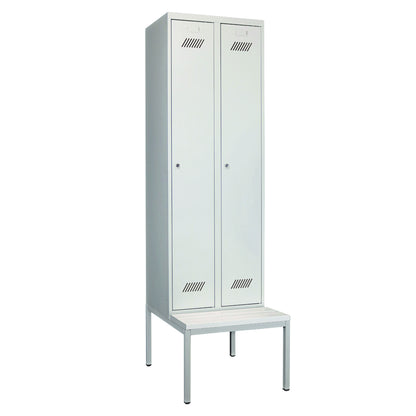 Garderobenschrank-2Abteile-Sitzbank-geschlossen