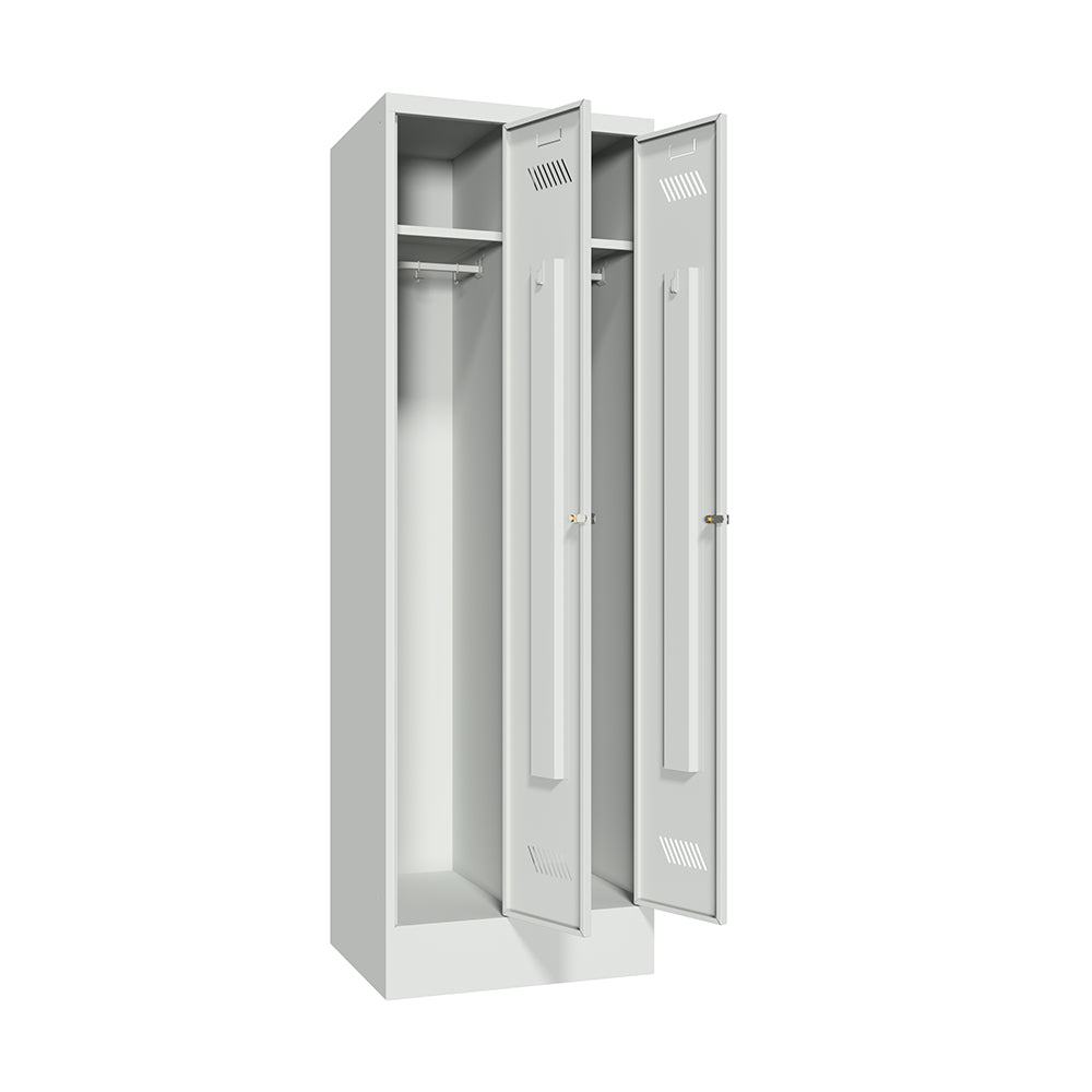 Garderobenschrank-2Abteile-mit-Sockel-offen