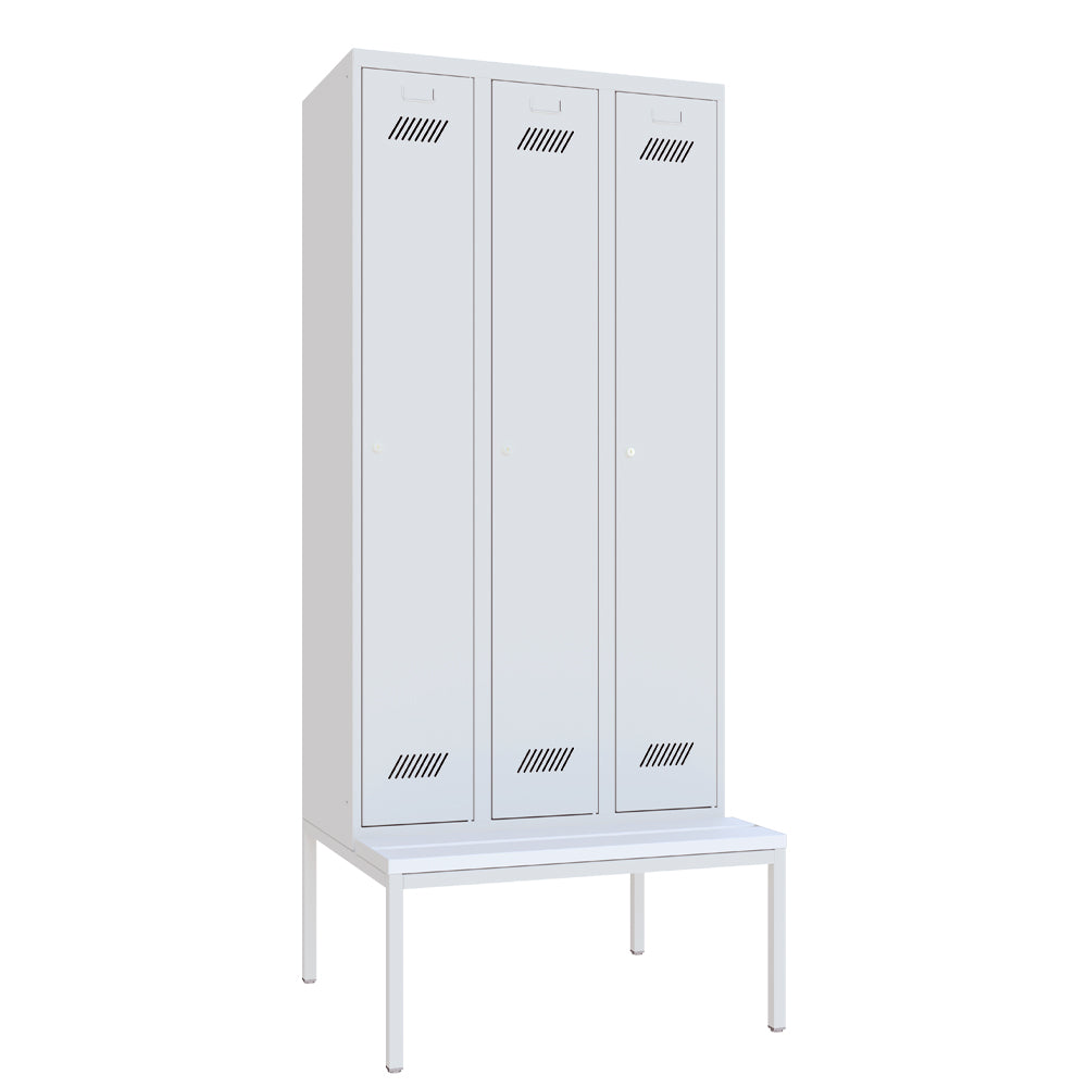 Garderobenschrank-3Abteile-Sitzbank-geschlossen