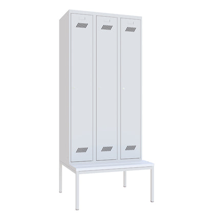 Garderobenschrank-3Abteile-Sitzbank-geschlossen