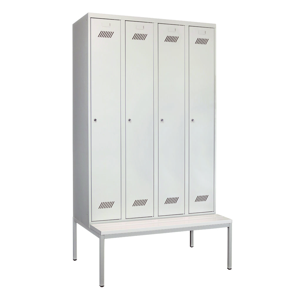 Garderobenschrank-4Abteile-Sitzbank-geschlossen