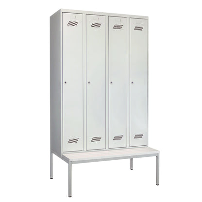 Garderobenschrank-4Abteile-Sitzbank-geschlossen