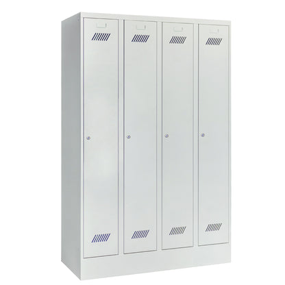Garderobenschrank-4Abteile-mit-Sockel-geschlossen