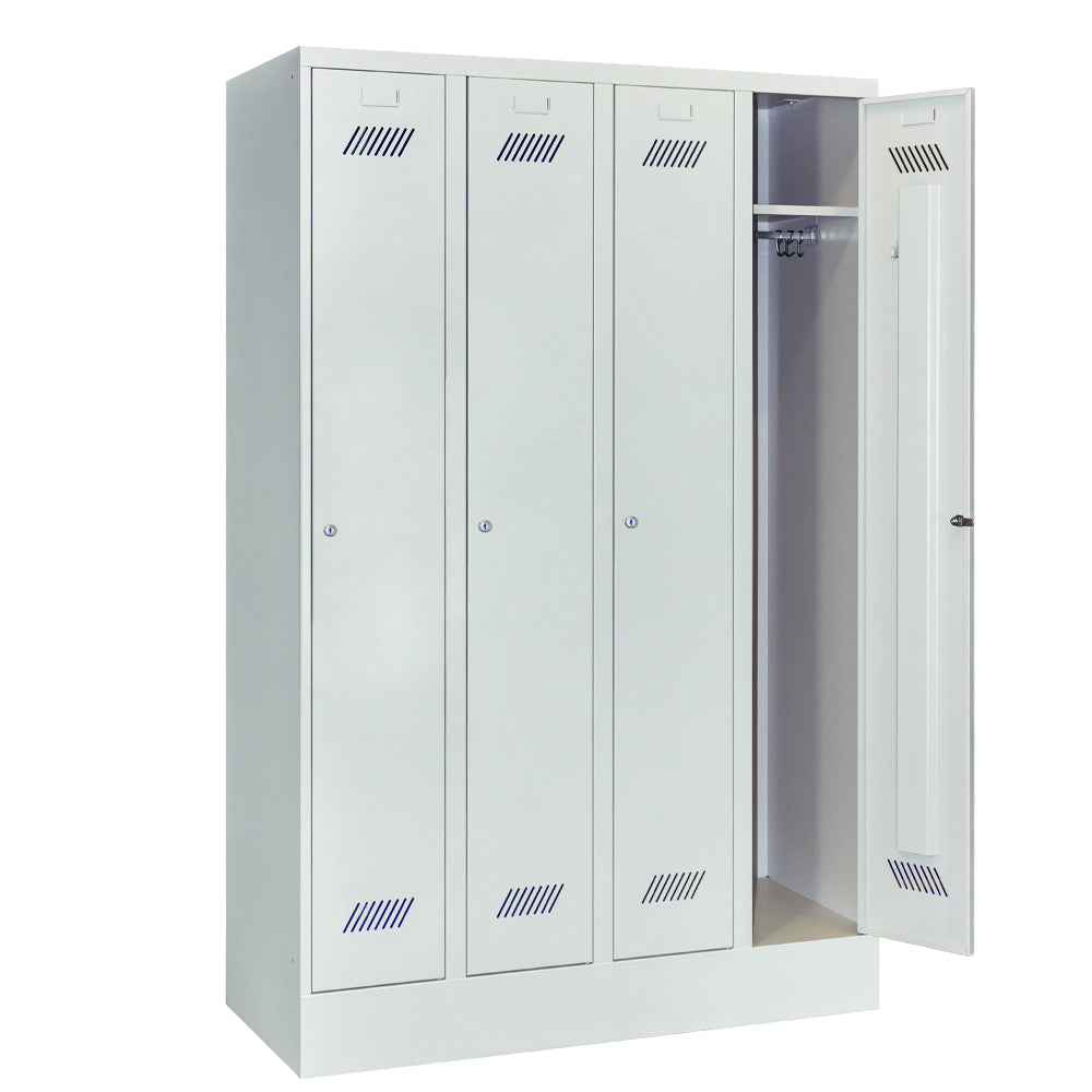 Garderobenschrank-4Abteile-mit-Sockel-offen
