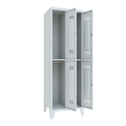 Garderobenschrank-mit-Fuss-2Abteile-4Faecher-offen