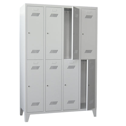 Garderobenschrank-mit-Fuss-4Abteile-8Faecher-offen