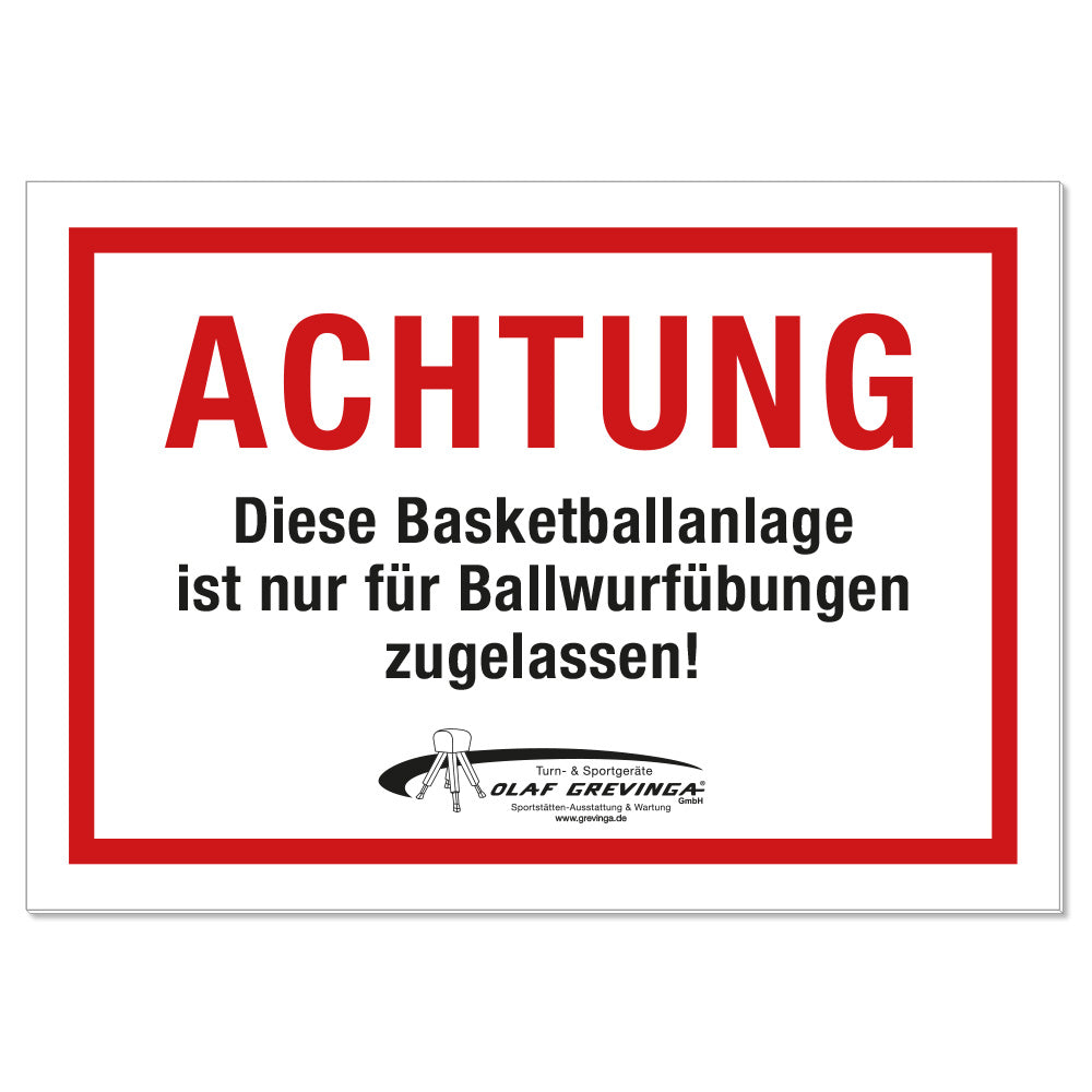 Hinweisschild Basketball Ballwurfbungen Hartschaumplatte