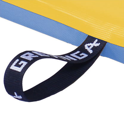Leichtturnmatte FUN RG 80 Detail Tragschlaufe_gelb-blau