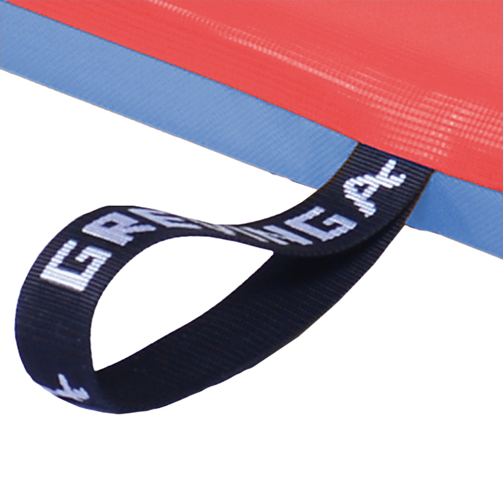 Leichtturnmatte FUN RG 80 Detail Tragschlaufe_rot-blau