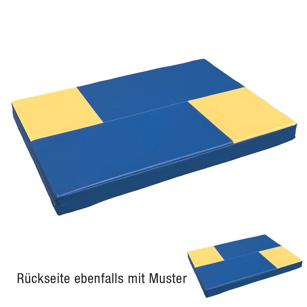 Turnmatte 100x70x8 blau mit 2 gelben Rechtecken