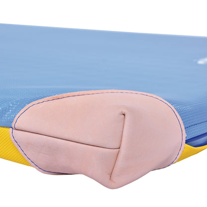 Turnmatte FUN RG 120_Detail Lederecke_blau-gelb